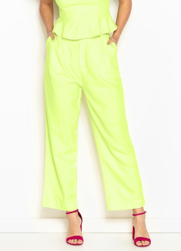 Farm - Calça Alfaiataria de Linho Verde