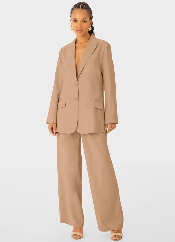 Enfim - Calça Alfaiataria em Liocel com Pregas Bege 3