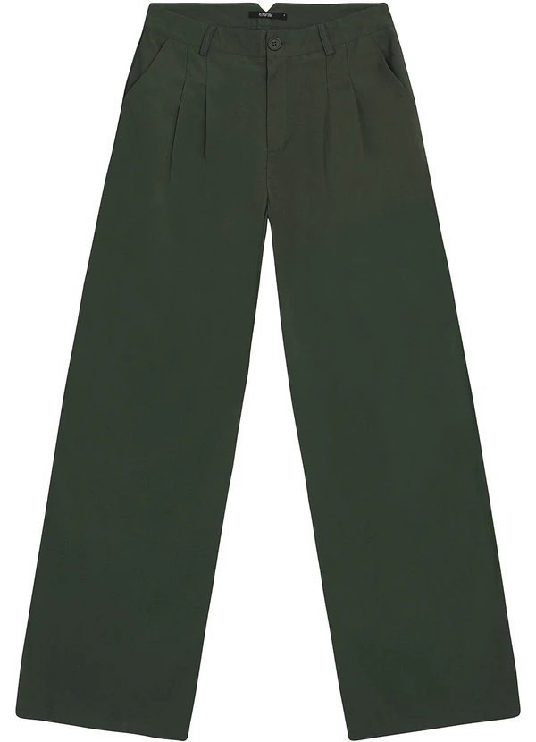 Enfim - Calça Alfaiataria em Liocel com Pregas Verde