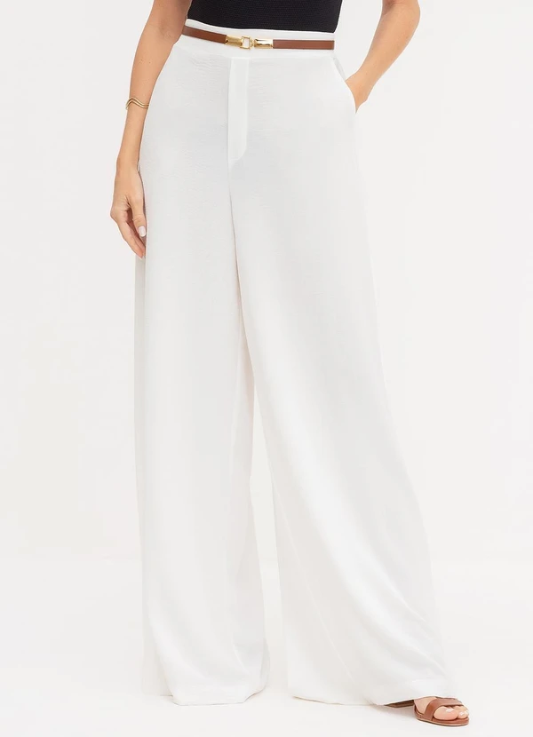 Principessa - Calça Alfaiataria Pantalona Off White Paola 1