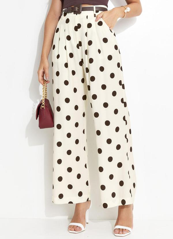 Farm - Calça Alfaiataria Poá Bege