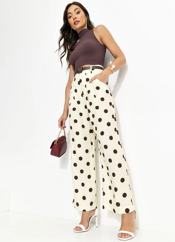 Farm - Calça Alfaiataria Poá Bege 8