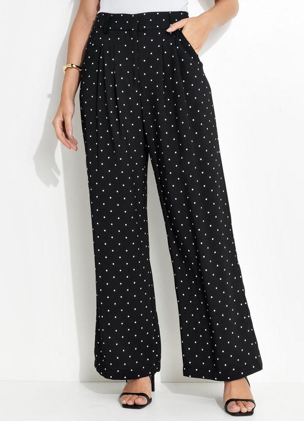 Farm - Calça Alfaiataria Poá Preto