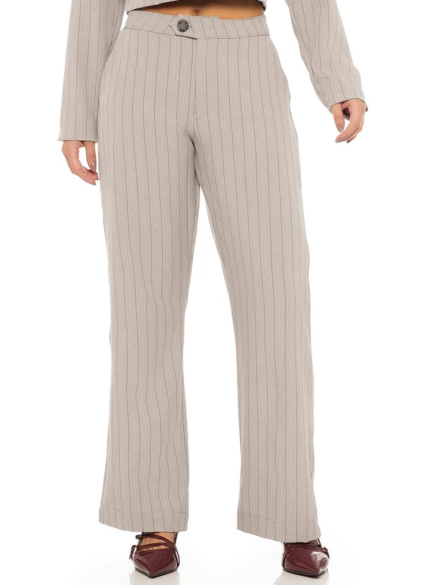 Rafree - Calça Alfaiataria Risca de Giz Cinza