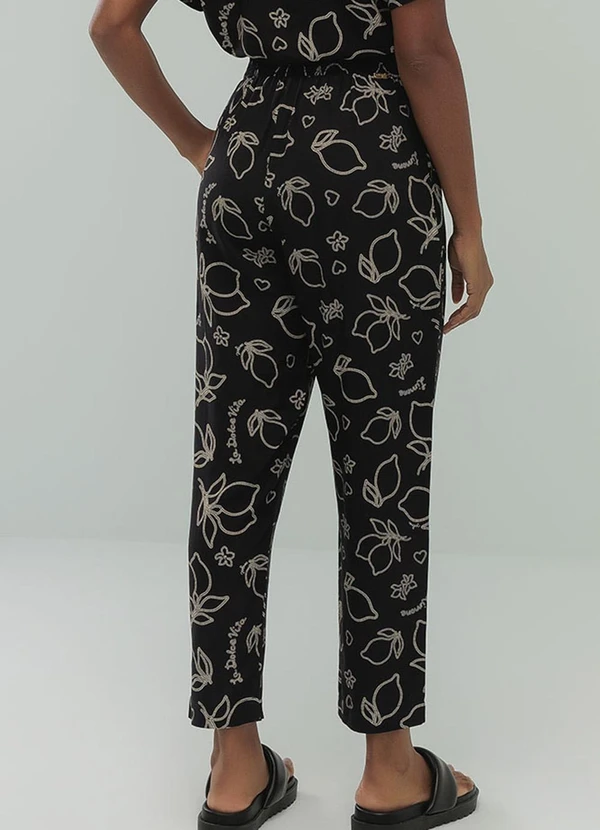 Angel - Calca Alfaiataria Viscose Estamp. Preto 2