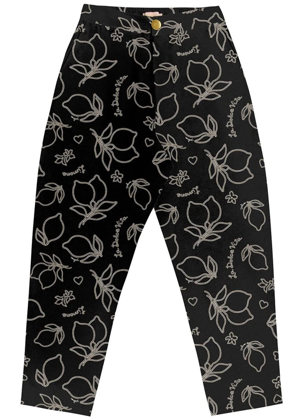 Angel - Calca Alfaiataria Viscose Estamp. Preto 4