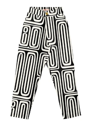 Angel - Calça Alfaiataria Viscose Estamp. Preto - ANGEL