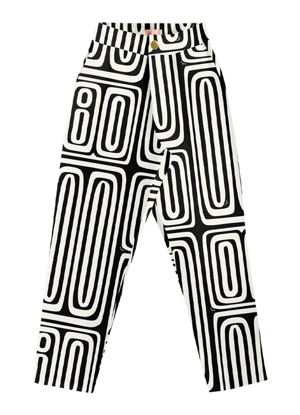 Angel - Calça Alfaiataria Viscose Estamp. Preto