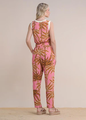 Angel - Calça Alfaiataria Viscose Estampada Rosa - ANGEL