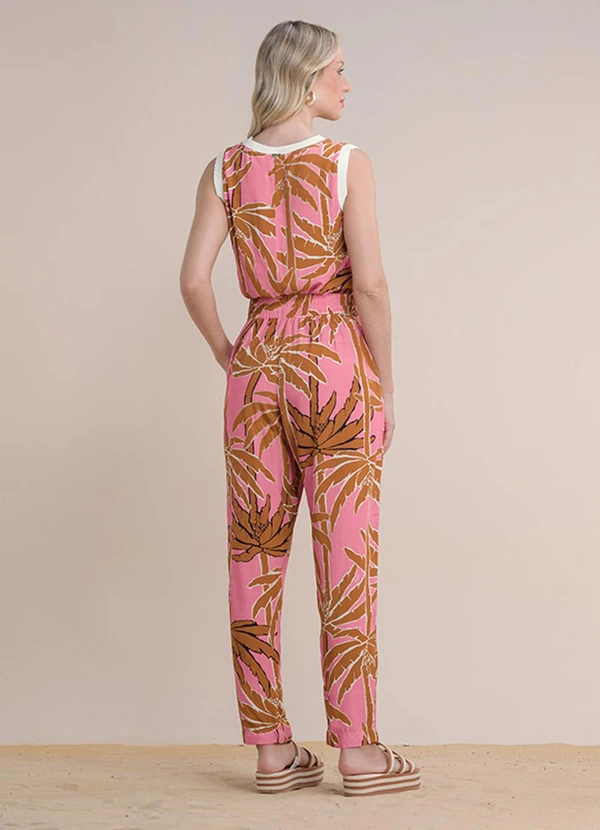 Angel - Calça Alfaiataria Viscose Estamp. Rosa 2