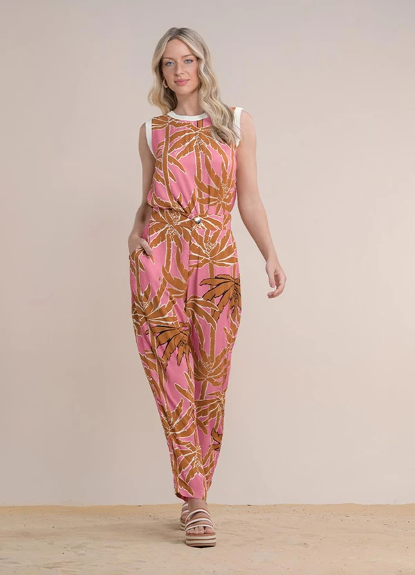 Angel - Calça Alfaiataria Viscose Estamp. Rosa 3