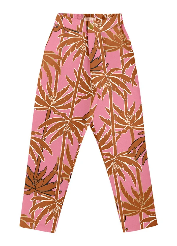 Angel - Calça Alfaiataria Viscose Estamp. Rosa 4