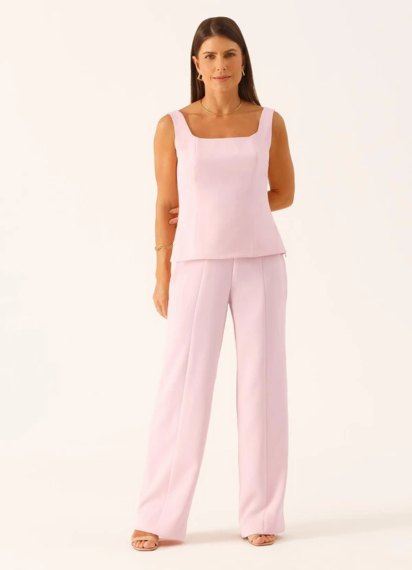 Principessa - Calça Alfaiataria Wide Leg Rosa Claro Beatriz 4