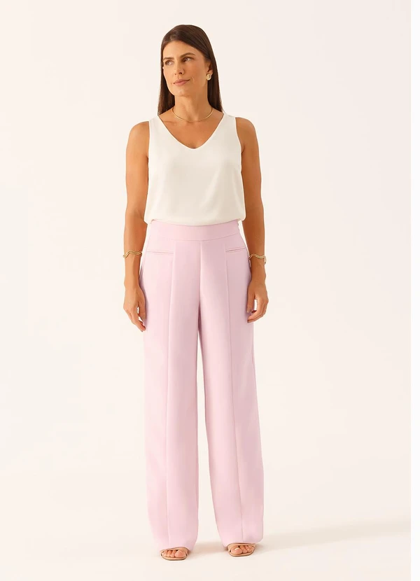 Principessa - Calça Alfaiataria Wide Leg Rosa Claro Beatriz 6