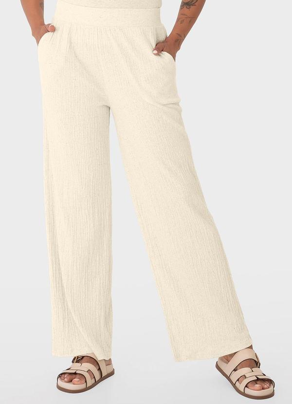 Malwee - Calça Areia Reta em Linho Anarruga