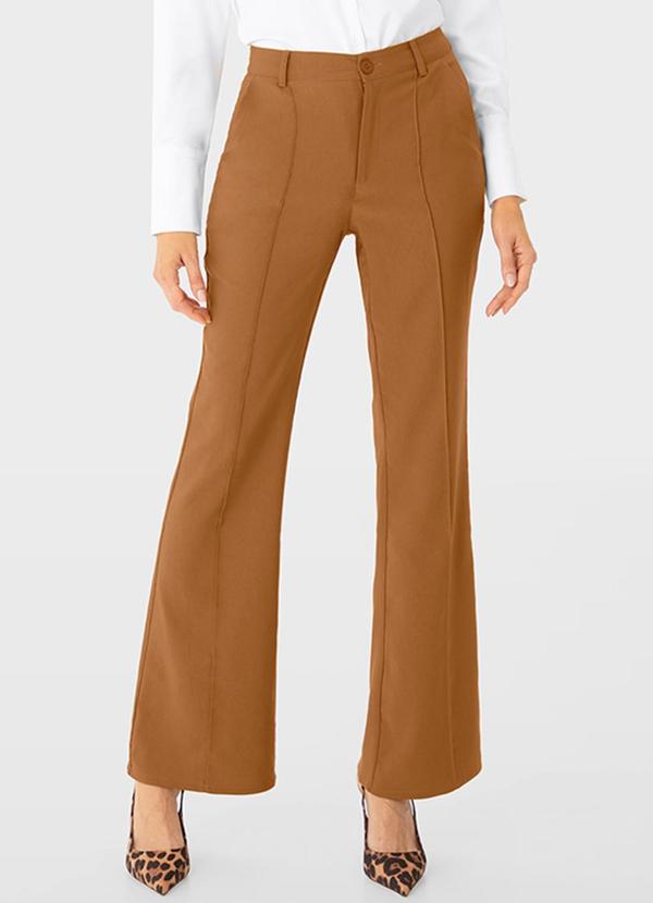 Enfim - Calça Bootcut em Crepe Marrom