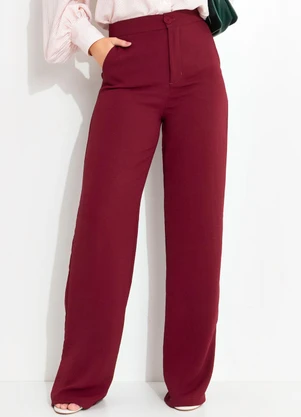 Quintess - Calça Bordô em Tecido Acetinado - QUINTESS