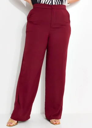 Quintess - Calça Bordô em Tecido Acetinado - QUINTESS