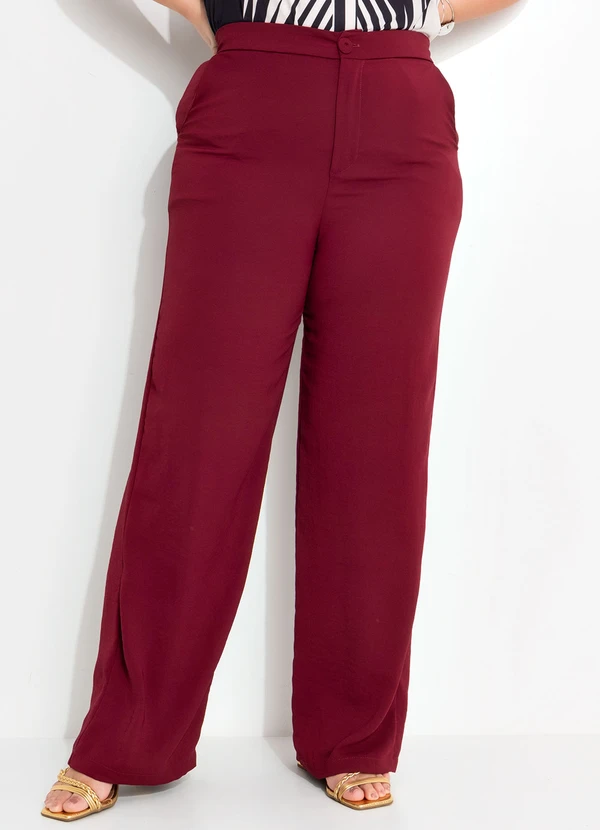 Quintess - Calça Bordô em Tecido Acetinado 10