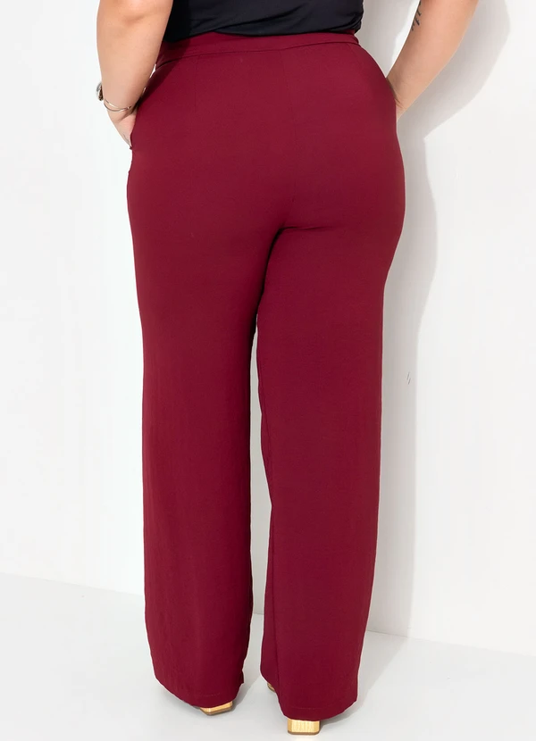Quintess - Calça Bordô em Tecido Acetinado 11