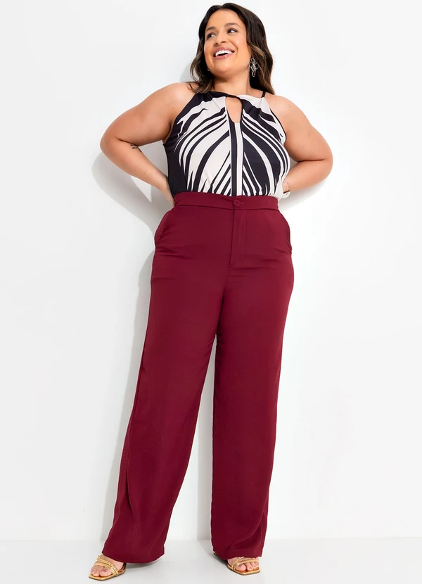 Quintess - Calça Bordô em Tecido Acetinado 12