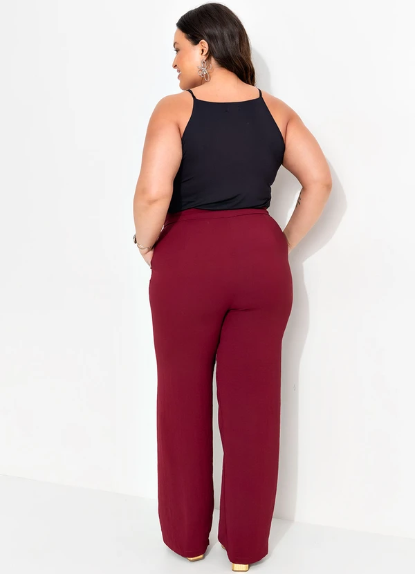 Quintess - Calça Bordô em Tecido Acetinado 13