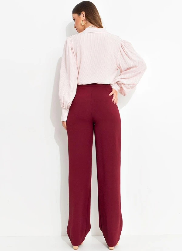 Quintess - Calça Bordô em Tecido Acetinado 4