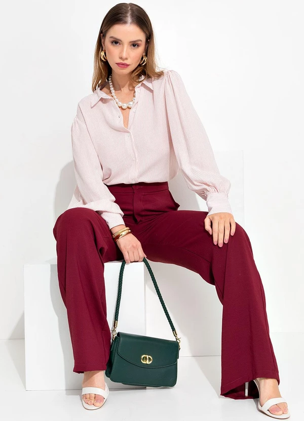 Quintess - Calça Bordô em Tecido Acetinado 8