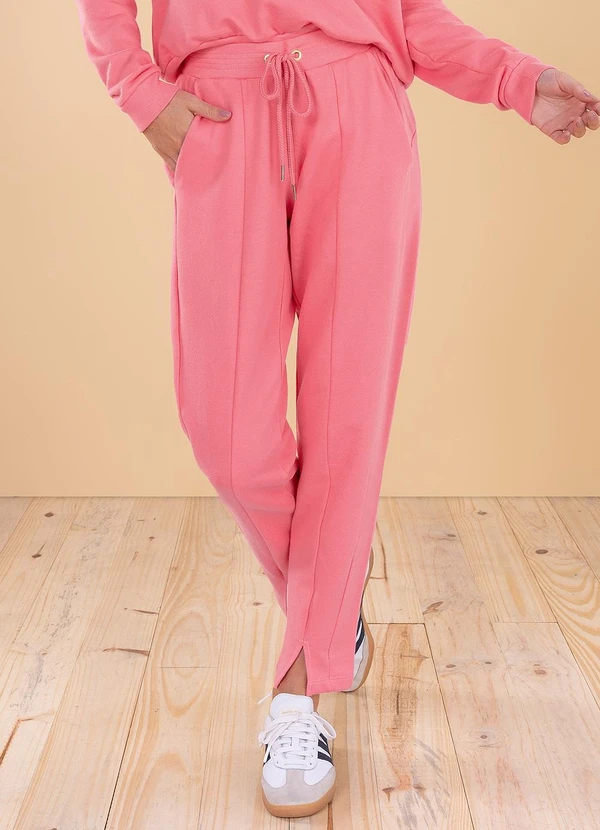 Angel - Calça C/Abertura Moletom Rosa
