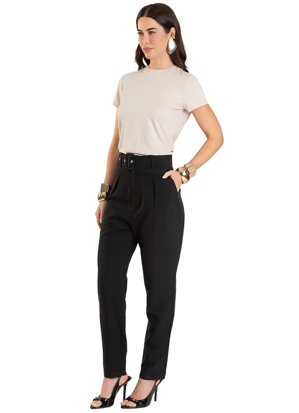 Dianna - Calça Cenoura Feminina com Cinto Preto 3