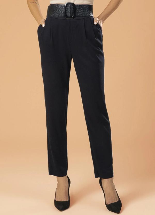 Gris - Calça Cintura Alta em Tecido Flex Preto