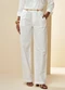 Doce Trama - Calça Cintura Alta Wide Leg  Azul - variação: Branco