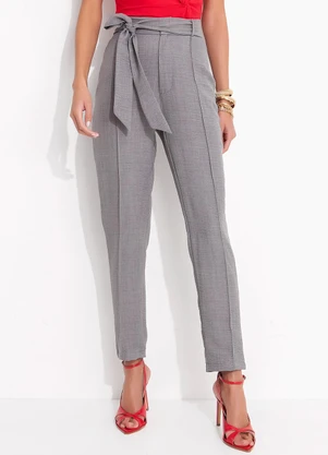 Quintess - Calça Cinza em Tecido Texturizado - QUINTESS