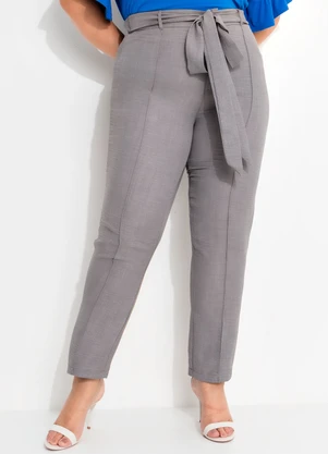 Quintess - Calça Cinza em Tecido Texturizado - QUINTESS