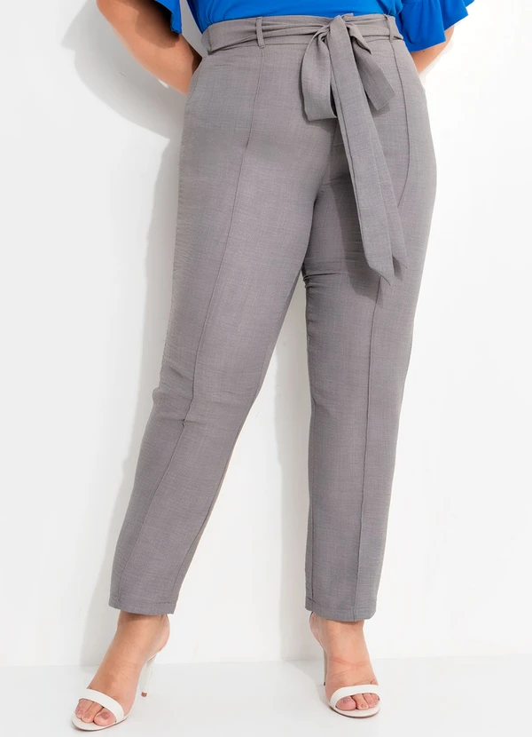 Quintess - Calça Cinza em Tecido Texturizado 7