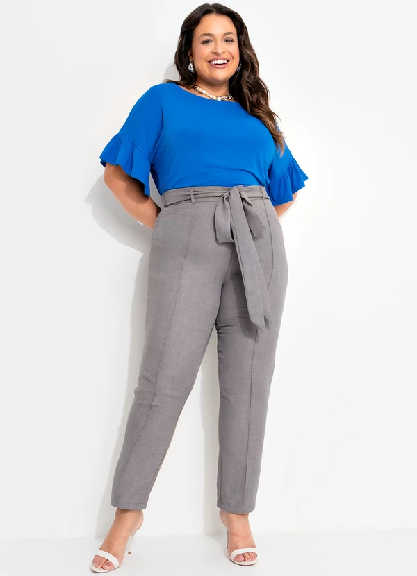 Quintess - Calça Cinza em Tecido Texturizado 5