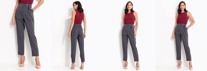 Cal�a Cinza Escuro em Tecido Sarjado