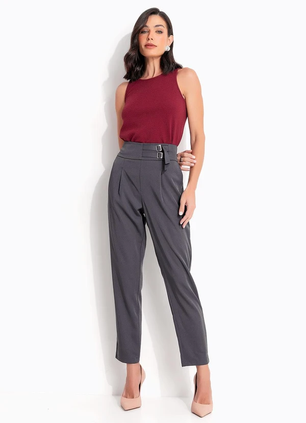 Quintess - Calça Cinza Escuro em Tecido Sarjado 3