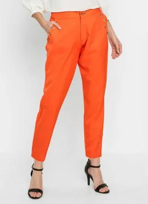 Queima Estoque - Calça com Botões Laranja - QUEIMA ESTOQUE