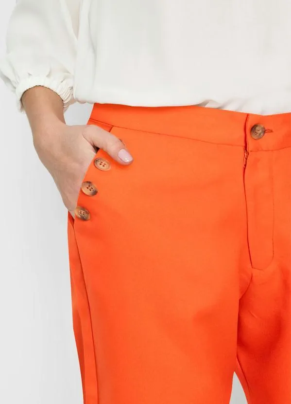 Queima Estoque - Calça com Botões Laranja 2