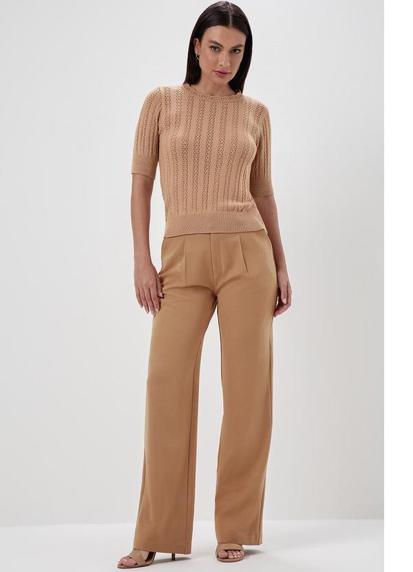 Principessa - Calça de Alfaiataria em Viscose Camel Thalia 3