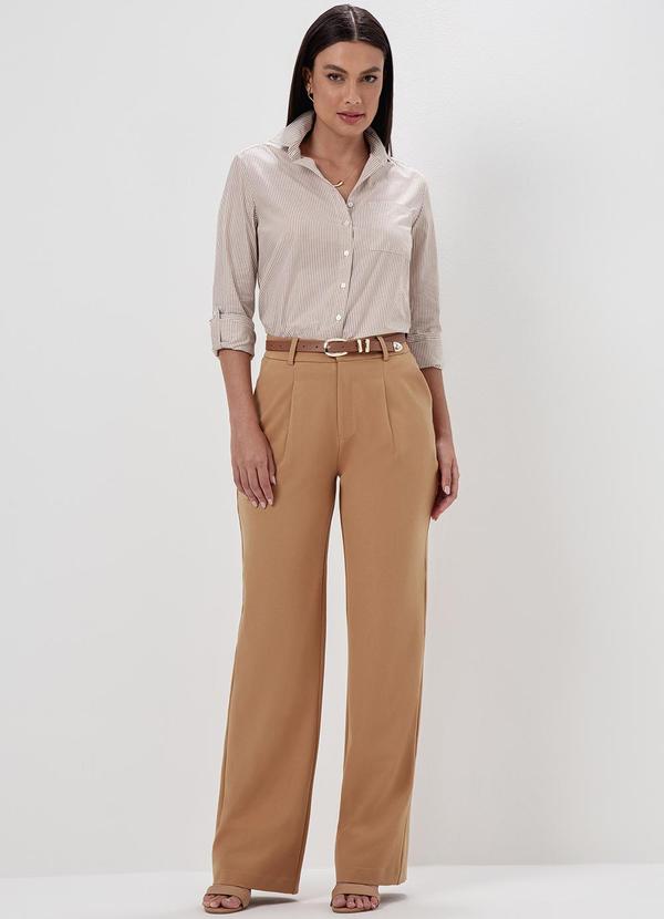 Principessa - Calça de Alfaiataria em Viscose Camel Thalia 8