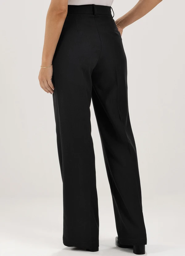 Principessa - Calça Wide Leg de Alfaiataria em Viscose Preto Natiele 2