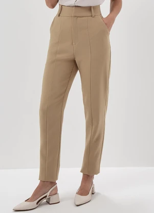 Principessa - Calça de Alfaiataria Reta Slim Camel Giovana - PRINCIPESSA