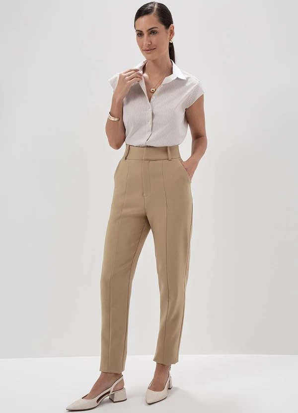 Principessa - Calça de Alfaiataria Reta Slim Camel Giovana 3
