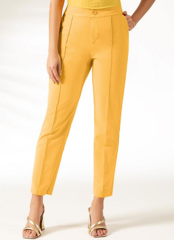 Cativa - Calça de Cintura Alta Elegante Amarelo