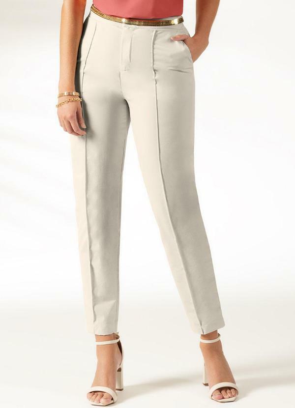 Cativa - Calça de Cintura Alta Elegante Bege