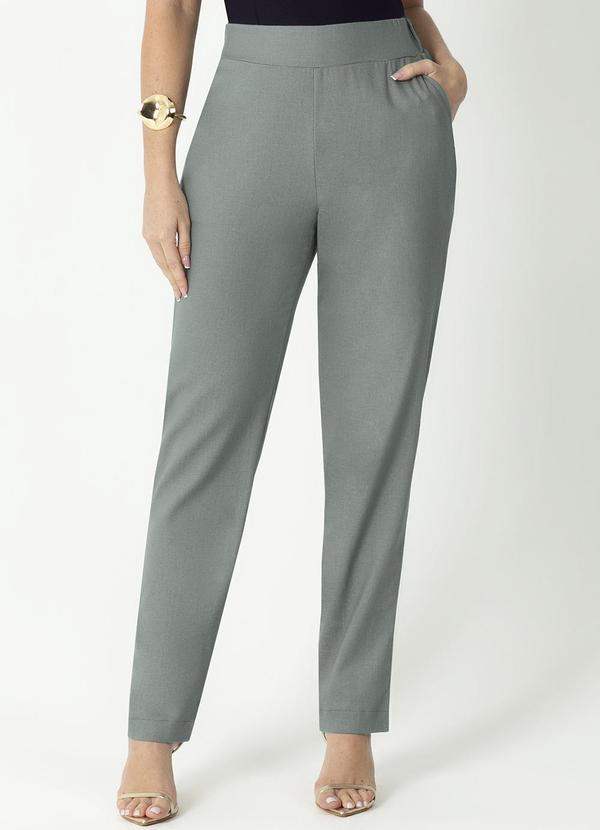 Gris - Calça de Cintura Alta Elegante Cinza