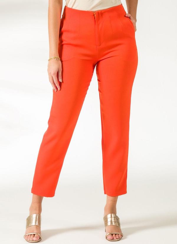 Cativa - Calça em Alfaiataria Cintura Alta Laranja