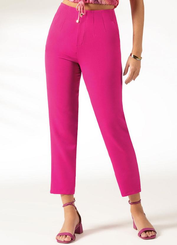 Cativa - Calça em Alfaiataria Cintura Alta Rosa